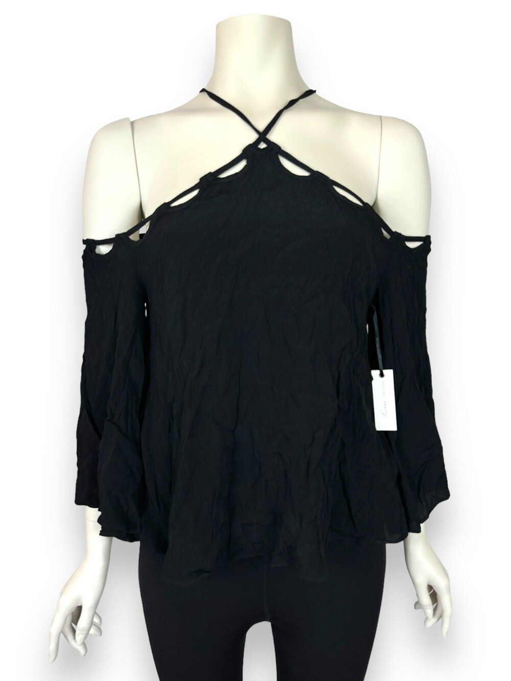 Lovers + Friends Halter Top Women's Small Cabana Blouse Night Black $138